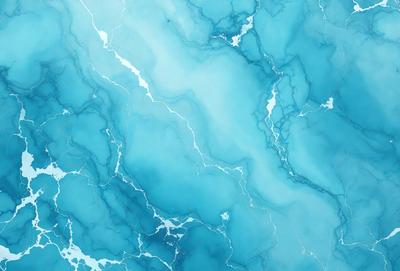 The primary subject of the image is a blue and white marbled wallpaper. The setting is a blue and white marbled wall, which serves as the background. The visual style is a close-up of the marbled wallpaper, showcasing its intricate design. The dominant colors are blue and white, creating a calm and soothing atmosphere.