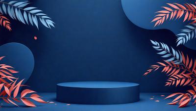 The primary subject of the image is a blue table with a white top. The table is placed in front of a blue wall, which serves as the setting. The visual style of the image is a combination of photo and digital art, creating a unique and artistic representation of the scene. The colors and mood of the image are predominantly blue, giving it a calm and serene atmosphere.