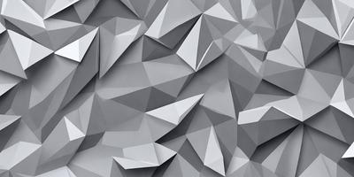 The primary subject of the image is a pattern of triangles, which are arranged in a geometric design. The setting is a gray background, which provides a neutral and clean appearance. The visual style is a combination of digital art and illustration, as the triangles are created using a computer-generated design. The colors and mood of the image are predominantly gray, which gives it a modern and minimalist feel.