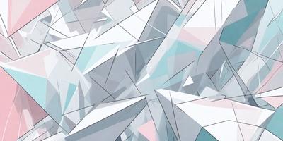 The primary subject of the image is a geometric pattern made up of triangles. The pattern is composed of various shades of blue, pink, and white. The setting is a white background, which provides a clean and minimalist appearance to the pattern. The visual style of the image is a combination of digital art and illustration, creating a unique and eye-catching design. The colors and mood of the image are predominantly calm and soothing, with the blue and white tones evoking a sense of tranquility.