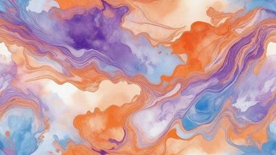 The primary subject of the image is a painting featuring a colorful, abstract design. The setting is a canvas, and the visual style is a combination of digital art and illustration. The painting is characterized by a vibrant color palette, with shades of purple, orange, and blue dominating the scene. The overall atmosphere of the painting is lively and dynamic, showcasing the artist's creativity and skill in crafting a visually captivating piece of art.