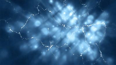 The primary subject of the image is a blue background with a pattern of light and dark blue dots. The setting appears to be a blue sky, and the visual style is a digital art or illustration. The colors and mood of the image are predominantly blue, creating a calm and serene atmosphere.