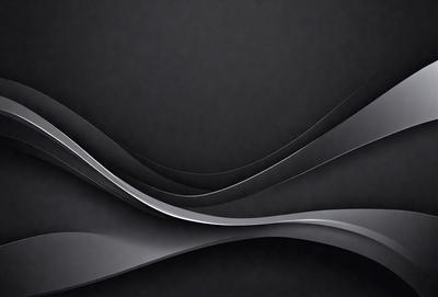 The primary subject of the image is a silver, curved, and flowing design. The setting is a black background, which contrasts with the silver design. The visual style is a combination of digital art and illustration, creating a modern and sleek appearance. The colors and mood of the image are predominantly silver and black, giving it a contemporary and sophisticated feel.