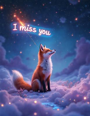 The primary subject of the image is a fox sitting on a cloud. The setting is a whimsical, surreal environment with a pink sky and clouds. The visual style is a digital art or illustration, creating a unique and imaginative scene. The colors and mood are predominantly pink, giving the image a dreamy and playful atmosphere.
