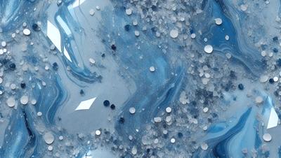 The primary subject of the image is a blue and white swirling pattern, which appears to be a digital art or illustration. The setting is a blue background, and the visual style is a combination of digital art and illustration. The colors and mood of the image are predominantly blue and white, creating a sense of calmness and tranquility.