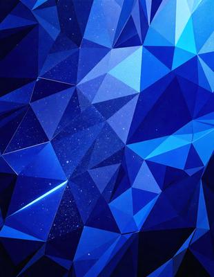The primary subject of the image is a blue geometric pattern, which appears to be a digital art or illustration. The setting is a dark blue background, creating a contrasting and visually striking scene. The visual style is modern and contemporary, with a focus on the geometric pattern and its vibrant color. The overall atmosphere is one of creativity and artistic expression.