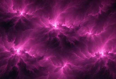 The primary subject of the image is a purple, pink, and white nebula, which is a cloud of gas and dust in space. The setting is a dark, cloudy sky, and the visual style is a digital art or illustration. The dominant colors in the image are purple, pink, and white, creating a vibrant and luminous atmosphere.
