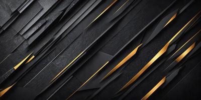 The primary subject of the image is a close-up of a black and gold patterned wallpaper. The setting is a black and gold wallpaper, which creates a striking visual effect. The visual style is a close-up of the wallpaper, showcasing its intricate design. The colors and mood of the image are predominantly black and gold, giving it a luxurious and elegant appearance.