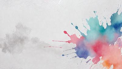 The primary subject of the image is a painting or drawing of a splash of color, possibly a watercolor or a digital artwork. The setting is a white background, which provides a clean and uncluttered environment for the artwork. The visual style appears to be a combination of photo and digital art, as it captures the vibrant colors and the artistic expression of the artist. The colors and mood of the image are lively and energetic, with the bright colors and the splash of color creating a sense of movement and dynamism.