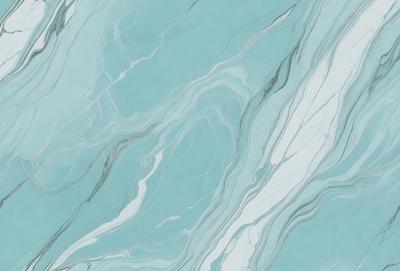 The primary subject of the image is a blue and white marble-like patterned wall. The setting is a bathroom, with the wall being the main focus of the scene. The visual style is a combination of a photo and digital art, creating a unique and intricate design. The dominant colors are blue and white, giving the wall a clean and elegant appearance.