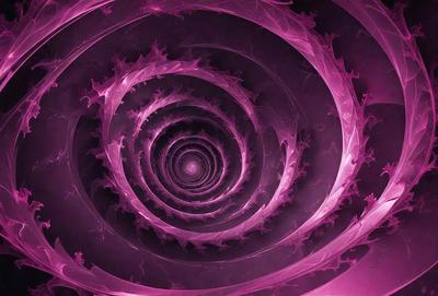 The primary subject of the image is a spiral pattern, which is the main object, scene, or focus of the image. The spiral pattern is set against a purple background, creating a visually striking and unique visual style. The colors and mood of the image are predominantly purple, giving it a vibrant and artistic appearance.