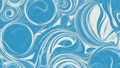 The primary subject of the image is a blue and white swirling pattern, which appears to be a digital art or illustration. The setting is a blue background, and the visual style suggests that it is a digital artwork or a pattern. The dominant colors are blue and white, creating a calm and soothing atmosphere.