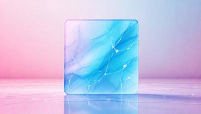 The primary subject of the image is a square, blue and white patterned tile. The setting is a white background, which provides a clean and minimalist appearance. The visual style is a combination of digital art and illustration, creating a unique and eye-catching design. The dominant colors are blue and white, giving the tile a modern and sophisticated look.