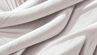 The primary subject of the image is a white, curly, and textured fabric. The setting is a white background, which provides a clean and minimalistic environment. The visual style is a combination of drawing and digital art, creating a unique and artistic representation of the fabric. The colors and mood of the image are predominantly white, giving it a clean and serene atmosphere.