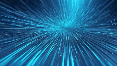 The primary subject of the image is a blue light, which appears to be a neon light or a blue laser beam. The setting is a dark background, which contrasts with the bright blue light. The visual style of the image is digital art, as it resembles a digital artwork or a computer-generated image. The colors and mood of the image are predominantly blue, creating a calm and serene atmosphere.