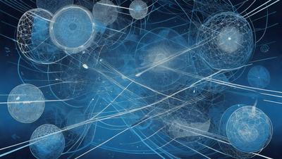 The primary subject of the image is a blue and white artistic representation of a galaxy. The setting is a dark blue background, which contrasts with the white and blue elements of the artwork. The visual style is a combination of digital art and illustration, creating a unique and captivating piece. The colors and mood of the image are predominantly blue and white, giving it a serene and celestial atmosphere.