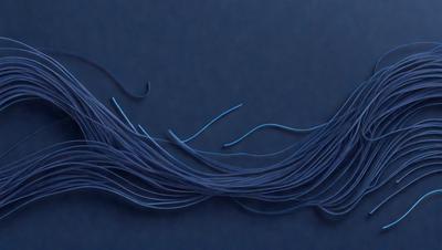 The primary subject of the image is a blue cord or string. The setting is a blue background, which creates a contrasting and visually appealing scene. The visual style is a close-up of the blue cord, showcasing its texture and details. The colors and mood of the image are predominantly blue, giving it a calm and serene atmosphere.