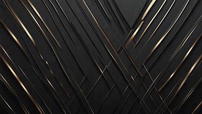 The primary subject of the image is a black and gold patterned wall. The setting is a dark room with the wall as the main focus. The visual style is a combination of digital art and illustration, creating a unique and intricate design. The dominant colors are black and gold, giving the wall a sophisticated and elegant appearance.