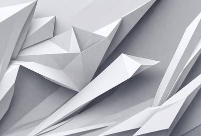 The primary subject of the image is a large, white, three-dimensional structure, possibly a sculpture or a model of a building. The setting is a gray background, which contrasts with the white structure. The visual style appears to be a combination of digital art and illustration, as the structure is depicted in a detailed and intricate manner. The colors and mood of the image are predominantly gray and white, giving it a clean and minimalist appearance.