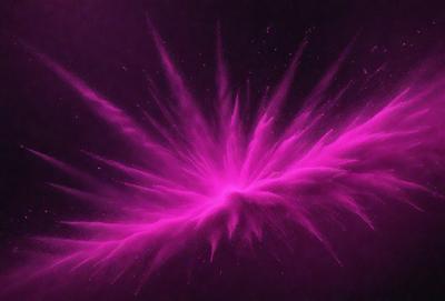 The primary subject of the image is a purple explosion, which appears to be a digital art or illustration. The setting is a dark background, and the visual style gives the impression of a painting or a graphic design. The dominant colors in the image are purple and pink, creating a vibrant and energetic atmosphere.