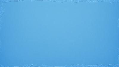 The primary subject of the image is a large, empty blue canvas. The setting is a blank wall, and the visual style is a painting or drawing. The colors and mood are predominantly blue, creating a calm and serene atmosphere.