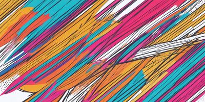 The primary subject of the image is a colorful, abstract painting featuring a mix of blue, orange, and pink colors. The painting is displayed on a blue wall, creating a vibrant and lively atmosphere. The visual style of the painting is a combination of digital art and illustration, giving it a unique and artistic appearance. The colors and mood of the painting evoke a sense of energy and creativity, making it an eye-catching and inspiring piece of art.