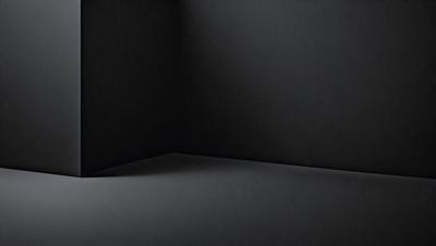 The primary subject of the image is a black wall. The setting is a dark room, and the visual style is a black and white photo. The colors and mood of the image are predominantly dark and moody, with the black wall and the dark room creating a sense of mystery and depth.