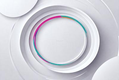 The primary subject of the image is a white plate with a colorful border. The plate is placed on a white surface, which could be a table or a wall. The visual style of the image is a combination of photo and digital art, creating a unique and eye-catching design. The colors and mood of the image are vibrant and lively, with the colorful border adding a touch of playfulness to the overall composition.