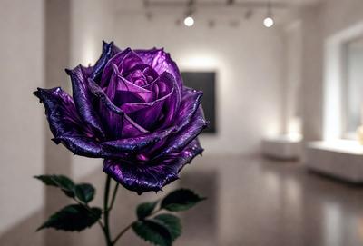 Purple rose in a vase.