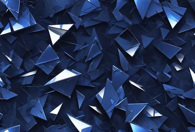 The primary subject of the image is a blue and white patterned background featuring a large number of triangular shapes. The setting is a blue background, and the visual style appears to be a combination of digital art and illustration. The colors and mood of the image are predominantly blue and white, creating a calm and serene atmosphere.