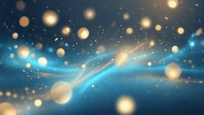 The primary subject of the image is a blue background with a pattern of yellow and blue lights. The setting appears to be a night sky, and the visual style is a combination of digital art and illustration. The dominant colors are blue and yellow, creating a vibrant and lively atmosphere.