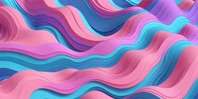 The primary subject of the image is a large, colorful, and intricate sculpture made of paper. The sculpture is displayed against a blue background, which adds a vibrant and lively atmosphere to the scene. The visual style of the image is a combination of digital art and illustration, showcasing the artist's creativity and skill in crafting the paper sculpture. The colors and mood of the image are predominantly pink, purple, and blue, creating a sense of warmth, energy, and playfulness.