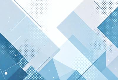 The primary subject of the image is a blue and white geometric pattern. The setting is a white background, and the visual style is a digital art or illustration. The dominant colors are blue and white, creating a calm and soothing atmosphere.