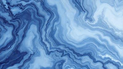 The primary subject of the image is a blue and white marbled surface, which appears to be a painting or a digital artwork. The setting is a blue sky, and the visual style is a combination of photo and digital art. The dominant colors are blue and white, creating a serene and calming atmosphere.