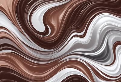 The primary subject of the image is a swirling pattern of brown and white colors. The setting is a wall, and the visual style appears to be a combination of a photo and digital art. The dominant colors are brown and white, creating a mood of contrast and depth.
