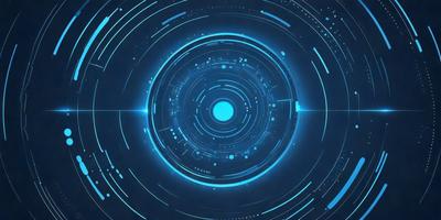 The primary subject of the image is a blue circle with a blue dot in the center. The setting is a blue background, and the visual style appears to be a digital art or illustration. The dominant colors are blue, and the overall atmosphere is calm and serene.