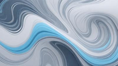 The primary subject of the image is a blue and white swirl pattern. The setting is a gray background, which contrasts with the swirl pattern. The visual style is a digital art or illustration, as the swirl pattern appears to be a digital creation. The dominant colors are blue and white, creating a calming and soothing atmosphere.