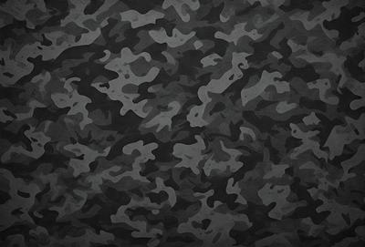 The primary subject of the image is a camouflage pattern, which is a digital art or illustration. The setting is a black background, and the visual style is a close-up of the camouflage pattern. The dominant colors are shades of green and brown, creating a natural and earthy atmosphere.