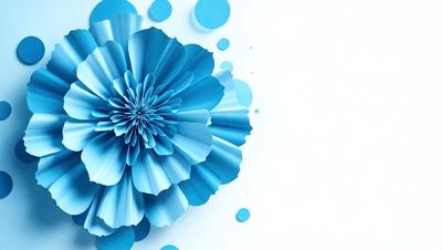 The primary subject of the image is a blue flower with a white background. The visual style appears to be a digital art or illustration, as the flower is depicted in a stylized manner. The dominant colors in the image are blue and white, creating a calm and serene atmosphere.