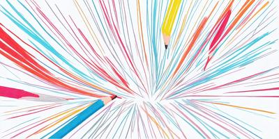 The primary subject of the image is a close-up of a pencil. The setting is a white background, and the visual style is a digital art or illustration. The colors and mood of the image are predominantly blue and white, creating a calm and focused atmosphere.