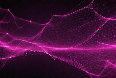 The primary subject of the image is a purple web or mesh, which is the main object, scene, or focus of the image. The setting or background is a dark or black surface, which contrasts with the purple mesh. The visual style of the image is a digital art or illustration, as it is a purple mesh with a digital appearance. The colors and mood of the image are predominantly purple, creating a unique and visually striking scene.