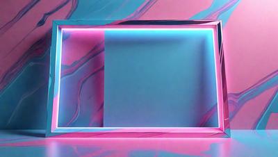 The primary subject of the image is a blue and pink box with a light blue background. The box appears to be a part of a larger design, possibly a wall or a piece of art. The visual style of the image is a combination of photo and digital art, creating a unique and eye-catching design. The colors and mood of the image are vibrant and lively, with the blue and pink hues evoking a sense of energy and creativity.