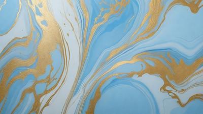 The primary subject of the image is a blue and gold swirl pattern, which is the main focus of the image. The setting is a blue and gold background, which complements the swirl pattern. The visual style is a combination of digital art and illustration, creating a unique and eye-catching design. The colors and mood of the image are predominantly blue and gold, giving it a warm and inviting atmosphere.
