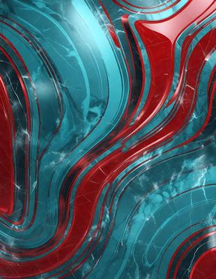 The primary subject of the image is a blue and red swirl pattern, which is the main object, scene, or focus of the image. The setting or background features a blue and red marbled surface, which adds to the visual style of the image. The colors and mood of the image are predominantly blue and red, creating a vibrant and dynamic atmosphere.