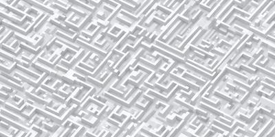The primary subject of the image is a white, three-dimensional maze. The setting is a white background, which creates a clean and minimalist appearance. The visual style is a digital art or illustration, as the maze is depicted in a detailed and intricate manner. The colors and mood of the image are predominantly white, giving it a calm and serene atmosphere.