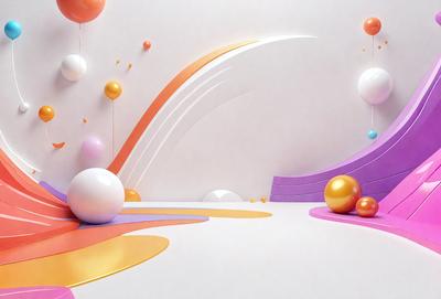 The primary subject of the image is a colorful and vibrant display of balls and oranges. The setting is a white wall, which serves as the background for the scene. The visual style of the image is a combination of digital art and illustration, creating a lively and engaging atmosphere. The dominant colors in the image are orange, yellow, and white, which contribute to the overall cheerful and energetic mood.