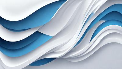 The primary subject of the image is a large, blue and white wave. The wave is the main focus of the image, and it is set against a white background. The visual style of the image is a combination of digital art and illustration, creating a dynamic and vibrant scene. The dominant colors in the image are blue and white, giving the scene a calming and serene atmosphere.