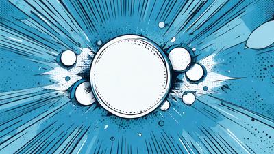 The primary subject of the image is a white circle, which is the main object, scene, or focus of the image. The setting is a blue background, and the visual style is digital art. The dominant colors are blue and white, creating a calm and serene atmosphere.