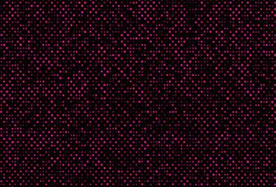 The primary subject of the image is a close-up of a patterned surface, which appears to be a black background with a pink dot pattern. The setting is a dark room, and the visual style is a close-up of the pattern. The colors and mood of the image are predominantly pink and dark, creating a moody and visually striking scene.