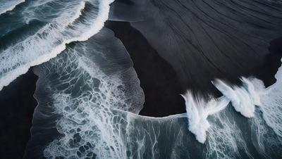The primary subject of the image is a large wave crashing into the ocean. The wave is the main focus of the image, and it is captured in a close-up shot. The setting is the ocean, with the wave being the main object in the scene. The visual style is a photo, capturing the natural beauty of the ocean and the power of the wave. The colors and mood of the image are dominated by the blue and green hues of the ocean, creating a serene and dynamic atmosphere.